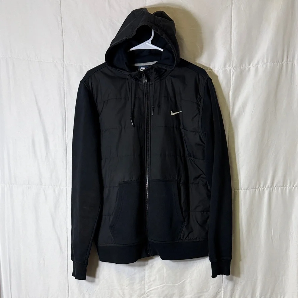 Nike Black Hooded Full‎ Zip Athletic Jacket Size L